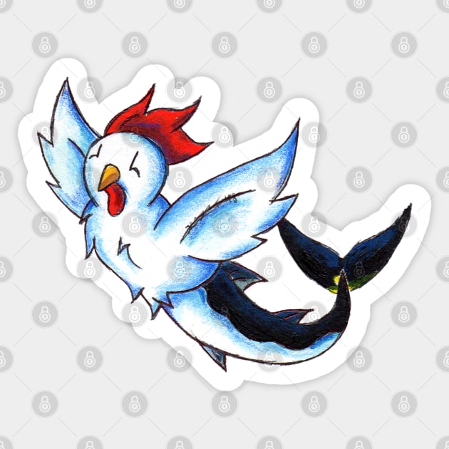 Chickenfish Sticker by KristenOKeefeArt